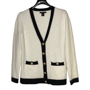 Tahari Crest 5 Button Cardigan Sz MED Preppy Academia Old Money